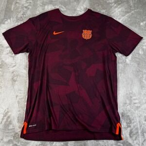 Nike FC Barcelona T-Shirt Mens XL Burgundy Excellent Dri-FIT Camo Training Tee